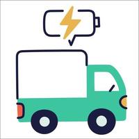 elektrischer Lastwagen. handgezeichnetes Ev-Doodle-Symbol. vektor