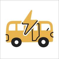 elektrisches Fahrzeug. handgezeichnetes Ev-Doodle-Symbol.