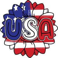 usa sonnenblume. amerikanisches unabhängigkeitstag-design. gedenktag-t-shirt-design. vektor