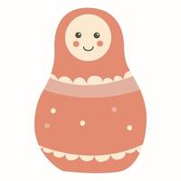 Rosa Matroschka-Puppe für Kinder. russisches traditionelles souvenir. Vektor-Illustration im Cartoon-Stil, isoliert auf weißem Hintergrund vektor