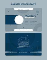 blått id-kort med enkel cirkel och hamburgerdesign. restaurang ID-kort design. vektor