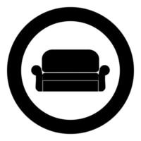 Sofa-Symbol schwarze Farbe im Kreis vektor