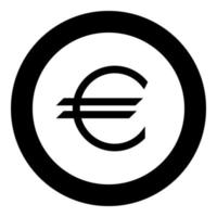 Euro-Symbol das schwarze Farbsymbol im Kreis oder rund vektor