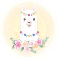 Lama mit Blumen vektor