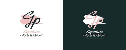 initial g och p logotyp design i elegant och minimalistisk handstil. gp-signaturlogotyp eller symbol för bröllop, mode, smycken, boutique och affärsidentitet vektor