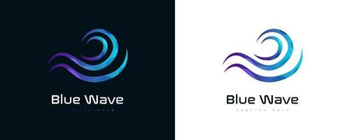 abstrakt ocean wave logotyp design i blå gradient. vatten våg logotyp eller ikon vektor
