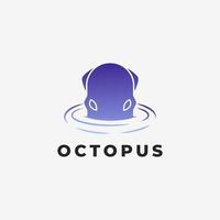 Oktopus-Logo-Design einzigartig mit Abstufung blauer Ozean, Oktopus in Wasser-Logo-Vektor-Illustrationsvorlagen-Inspiration, Oktopus-Logo einfach minimalistisch modern vektor