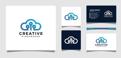 Cloud-Technologie-Logo-Vorlage mit Visitenkarten-Design-Inspiration vektor