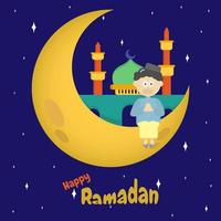sött gratulationskort med ramadan-tema. lämplig för ramadanevenemang för barn vektor