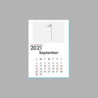 Kalender September 2021 bleibt flach vektor