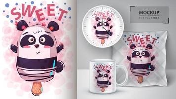 Panda Bär Eis Bar Design vektor