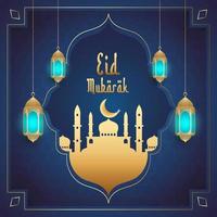 eid mubarak, glad eid al adha, eid al fitr vacker kalligrafi gratulationskort affisch vektor