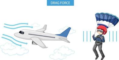 dragkraft med flygplan och fallskärmshoppare vektor