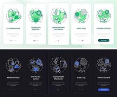 Integrität Nacht- und Tagmodus beim Onboarding des Bildschirms der mobilen App vektor
