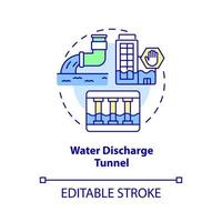 Symbol für das Konzept des Wasserableitungstunnels. Anlage Notfallinfrastruktur abstrakte Idee dünne Linie Illustration. isolierte Umrisszeichnung. editierbarer Strich. Roboto-Medium, unzählige pro-fette Schriftarten verwendet vektor