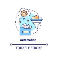 Symbol für das Automatisierungskonzept. abonnementbasierte Dienste. profitiert abstrakte idee dünne linie illustration. isolierte Umrisszeichnung. editierbarer Strich. Roboto-Medium, unzählige pro-fette Schriftarten verwendet vektor