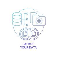 Symbol für das blaue Farbverlaufskonzept der Datensicherung. doppelte Informationsspeicherung zum Schutz der abstrakten Idee dünne Linie Illustration. persönliche Sicherheitstechnik. Vektor isolierte Umrissfarbe Zeichnung