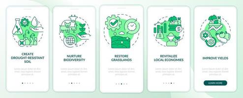 skift till regenerativ kultur grön onboarding mobilappskärm vektor
