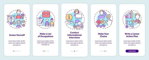 steg för att välja karriär på mobilappskärmen vektor