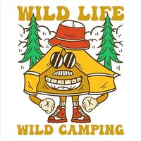 wilder Camping-T-Shirt-Design-Cartoon vektor