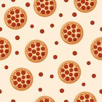 Nahtloses Muster mit Pizza-Peperoni. Italienisches Fastfood. vektor