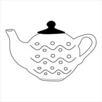 Weiße Teekanne aus Keramik mit Ornamenten vektor