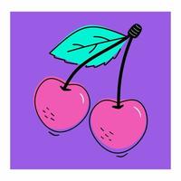 söt körsbär frukt platt ikon vektor