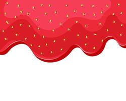 jordgubbssylt rinner ner från topp till botten på en vit isolerad bakgrund. tecknad stil. vektor illustration.