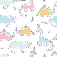 söta dinosaurier sömlösa mönster för barntextilier, tapeter, affischer och annan design. vektormönstret är handritat vektor