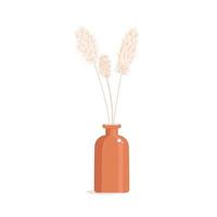 Vase mit einer trockenen Distel im flachen Stil. Inneneinrichtung im Boho-Stil. Vektor-Illustration. vektor