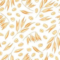 havreflingor och korn seamless mönster på vit bakgrund. äta nyttigt. tecknad stil. vektor illustration.