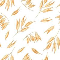 Hafer Musterdesign auf weißem Hintergrund. Vektor-Haferflocken-Illustration. Dinkel Weizen Pflanzenmuster. Tapete aus natürlichem Hafermehl vektor