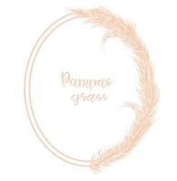 torr pampas gräs ram. dekor av inbjudningar, vykort i boho stil. vektor illustration.