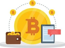 Bitcoins sind sicher in der Brieftasche. vektor