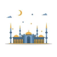 ramadan moschee blau gelb modernes flaches design premium vektor