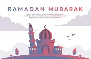 Premium-Vektor im flachen Designstil der islamischen Moschee für Eid Mubarak oder Ramadan Mubarak