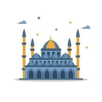 ramadan moschee blau gelb modernes flaches design premium vektor