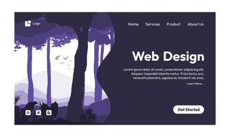 webbdesign natur landskap platt design målsida vektor