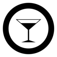 Martini-Glas-Symbol schwarze Farbe im Kreis oder rund vektor