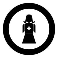 Krankenschwester-Symbol schwarze Farbe im Kreis oder rund vektor