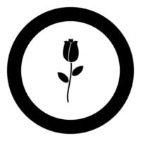 Rosensymbol schwarze Farbe im Kreis vektor