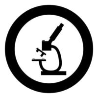 Mikroskop-Symbol schwarze Farbe im Kreis vektor