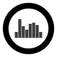 Musik-Equalizer schwarzes Symbol im Kreis vektor