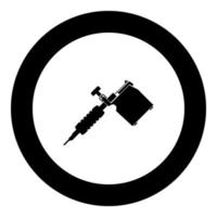 Tätowiermaschinen schwarzes Symbol im Kreis vektor