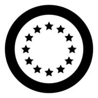 stjärnor i cirkel ikon svart färg i cirkel vektor