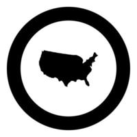 Karte von Amerika Symbol schwarze Farbe im Kreis vektor