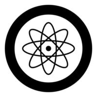 Atomsymbol schwarze Farbe im Kreis oder rund vektor