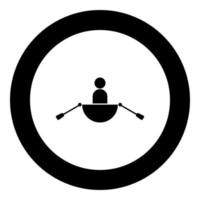 Mann in einem Boot Symbol schwarze Farbe im Kreis vektor
