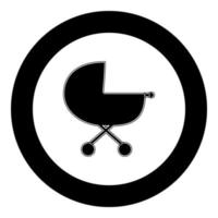 Kinderwagen Symbol Farbe schwarz im Kreis vektor
