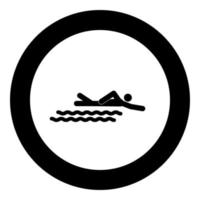 Schwimmen Person Stick Symbol Farbe schwarz im Kreis vektor